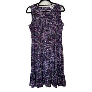 Notations Purple and White Sleeveless Dress